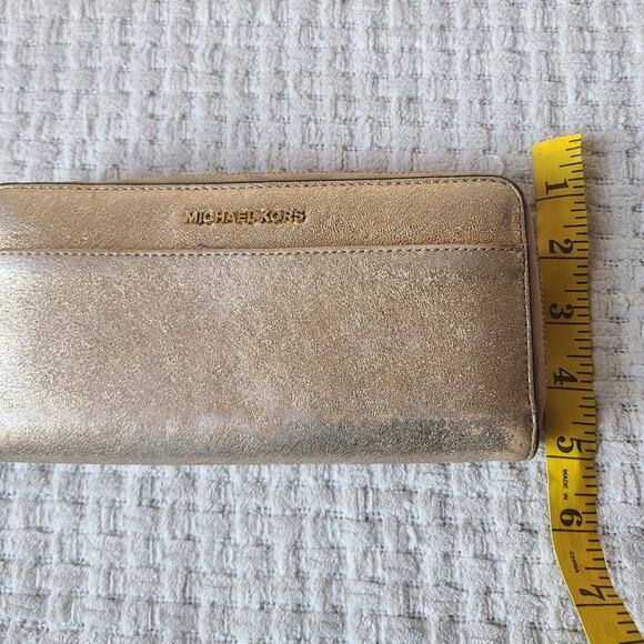 Michael Kors Metallic Gold Zip Around Wallet - Picture 10 of 11